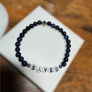 Saved Beaded Bracelet in Blue and White